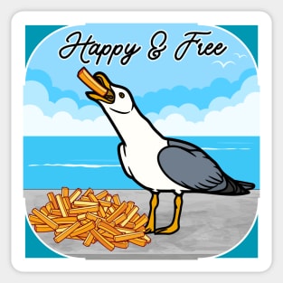 Happy Seagull with French Fry Sticker